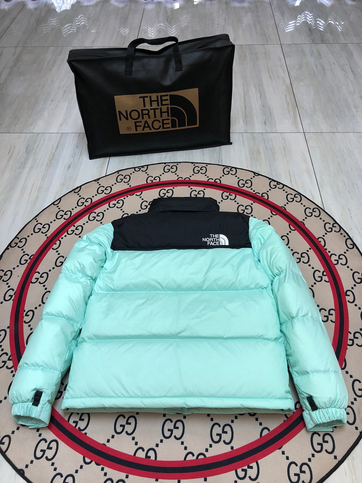 The North Face Mint Green Black 1996 Retro Nuptse Down Jacket 700 Fill