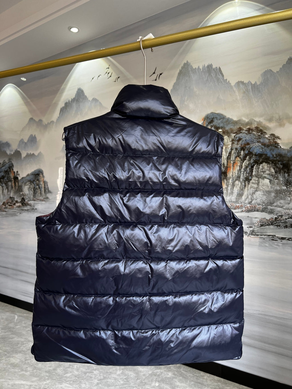 Moncler Navy Blue Glossy Down Vest