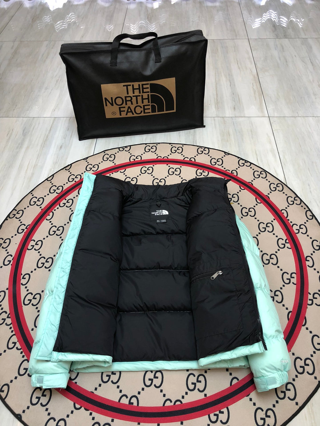 The North Face Mint Green Black 1996 Retro Nuptse Down Jacket 700 Fill