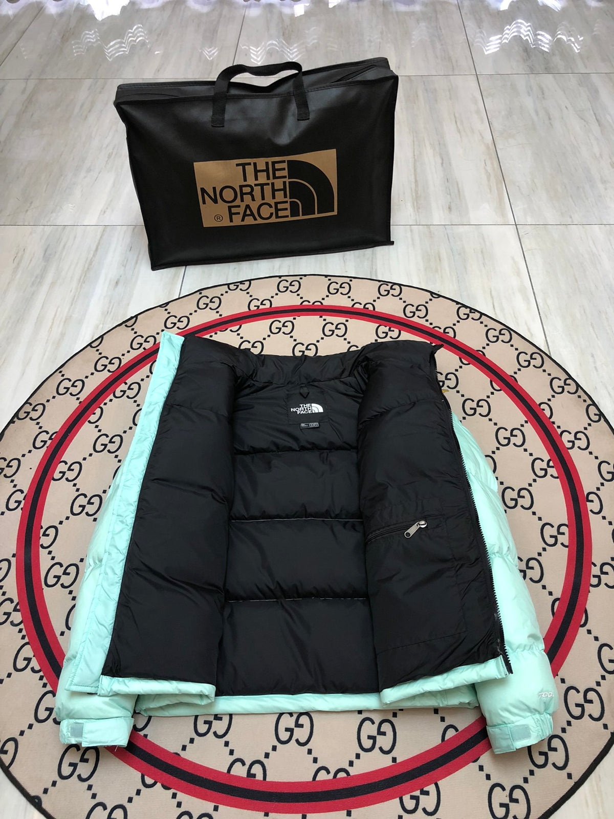 The North Face Mint Green Black 1996 Retro Nuptse Down Jacket 700 Fill