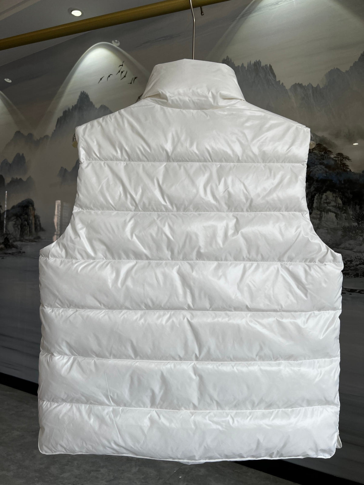 Moncler White Glossy Down Vest