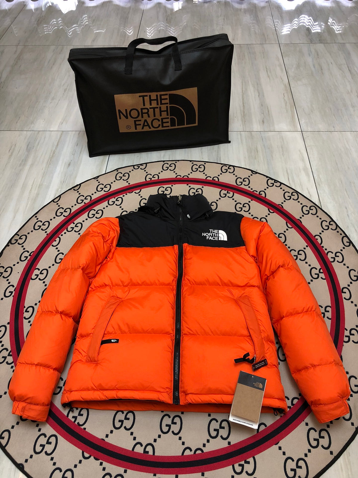 The North Face Orange Black 1996 Retro Nuptse Down Jacket 700 Fill