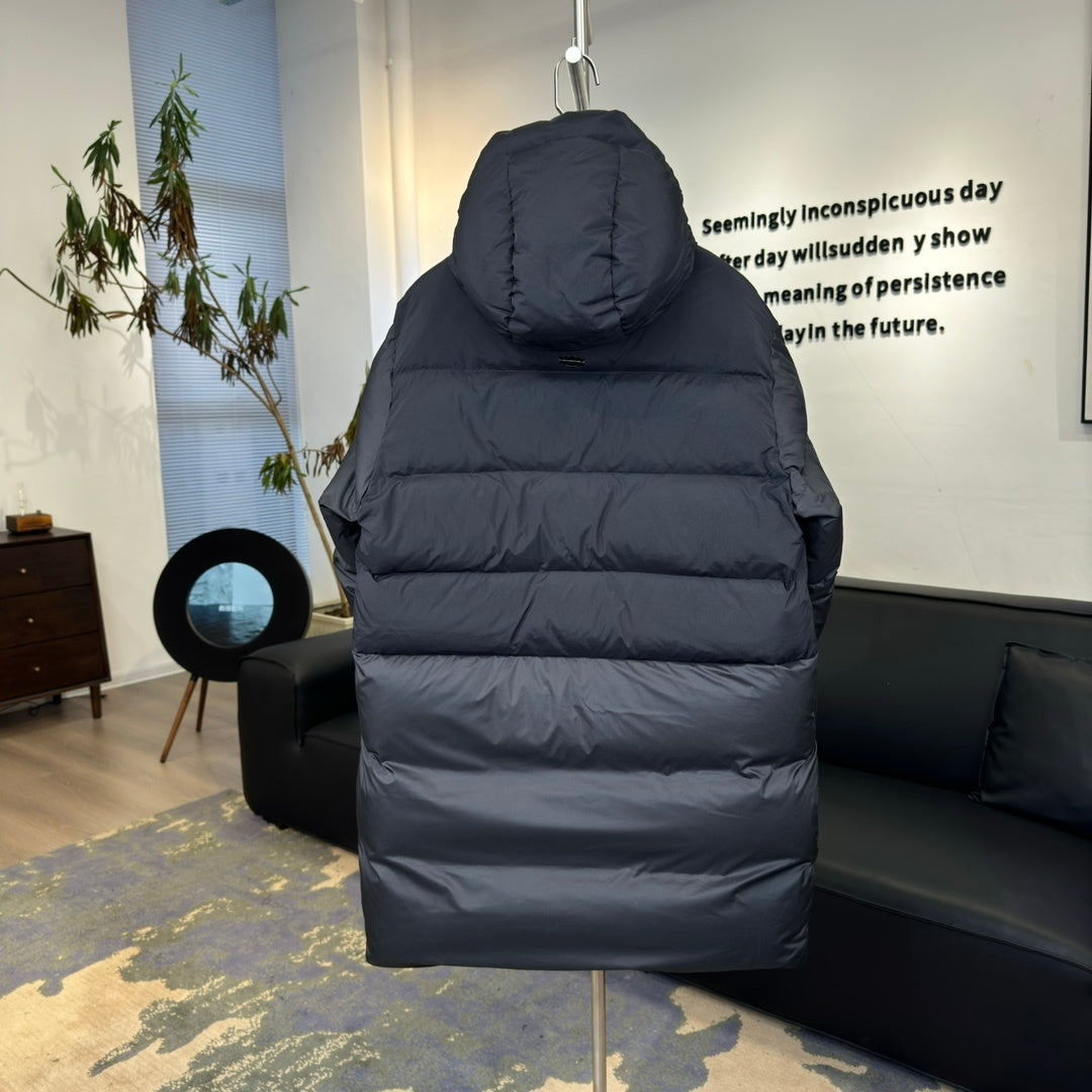 Moncler Black Long Down Parka Hooded Full Zip