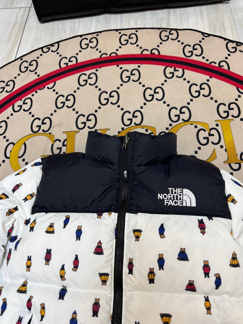 The North Face White Bear Print 1996 Retro Nuptse Down Jacket 700 Fill