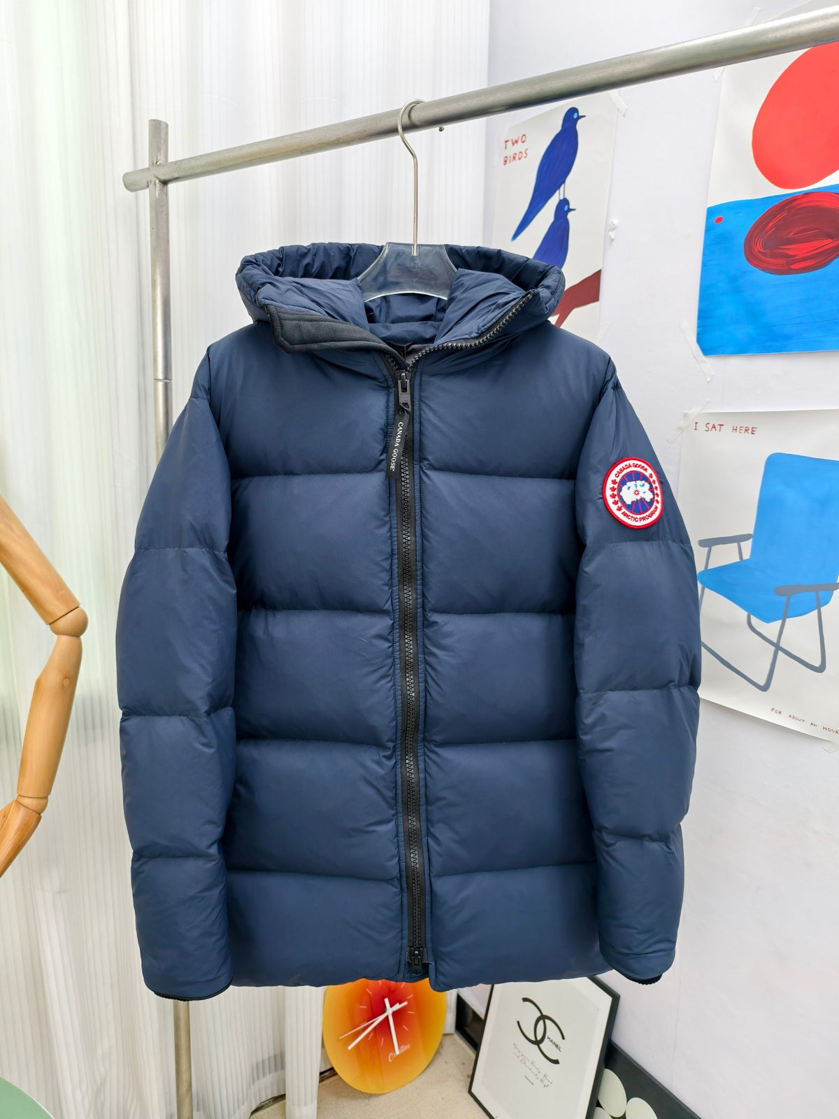Canada Goose Navy Blue Matte Hooded Down Puffer Jacket