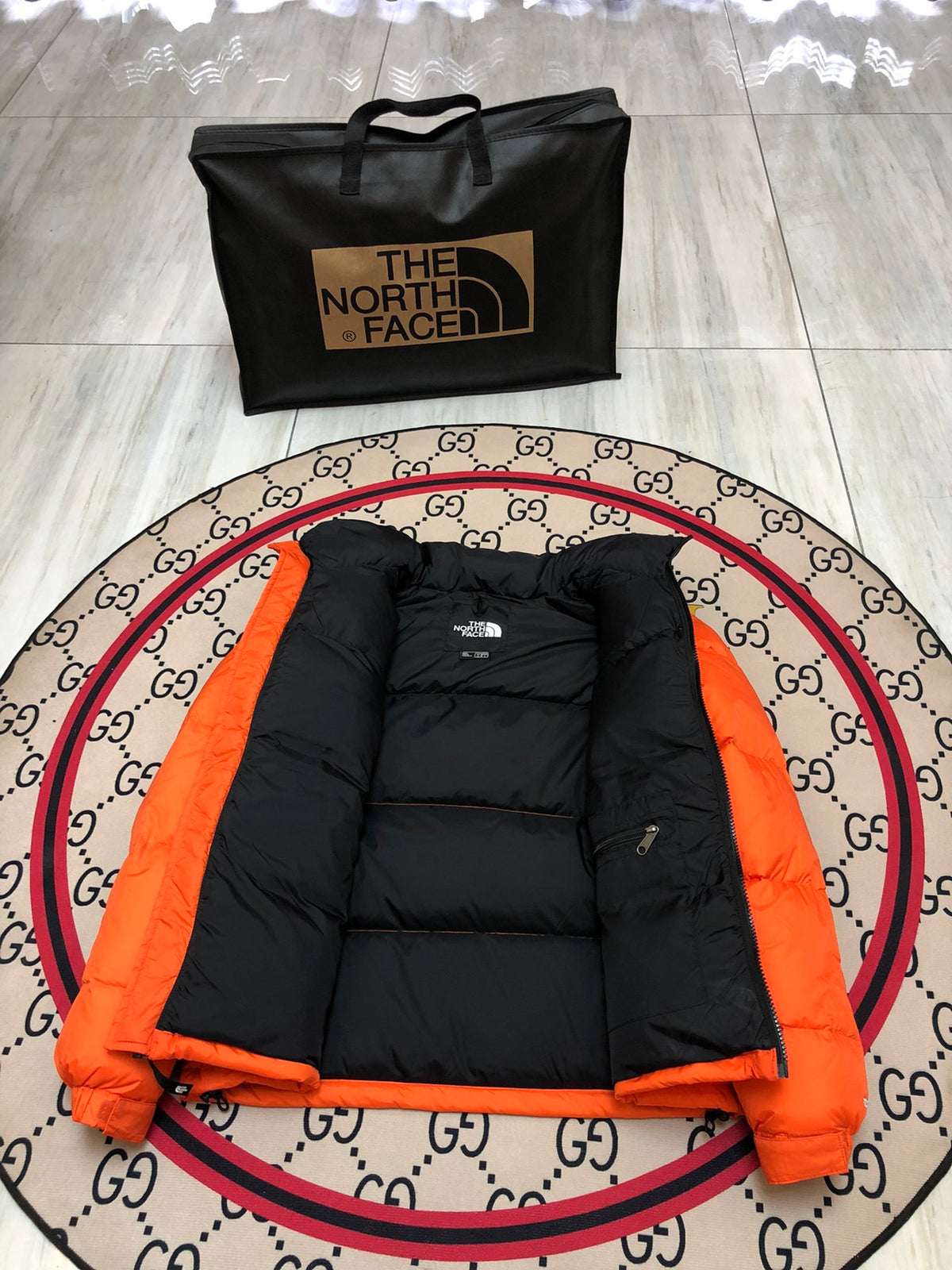 The North Face Orange Black 1996 Retro Nuptse Down Jacket 700 Fill
