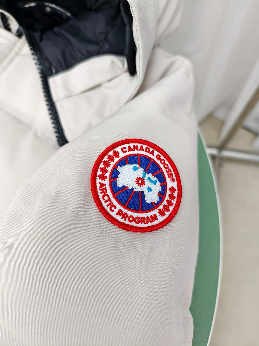 Canada Goose White Hooded Down Puffer Jacket