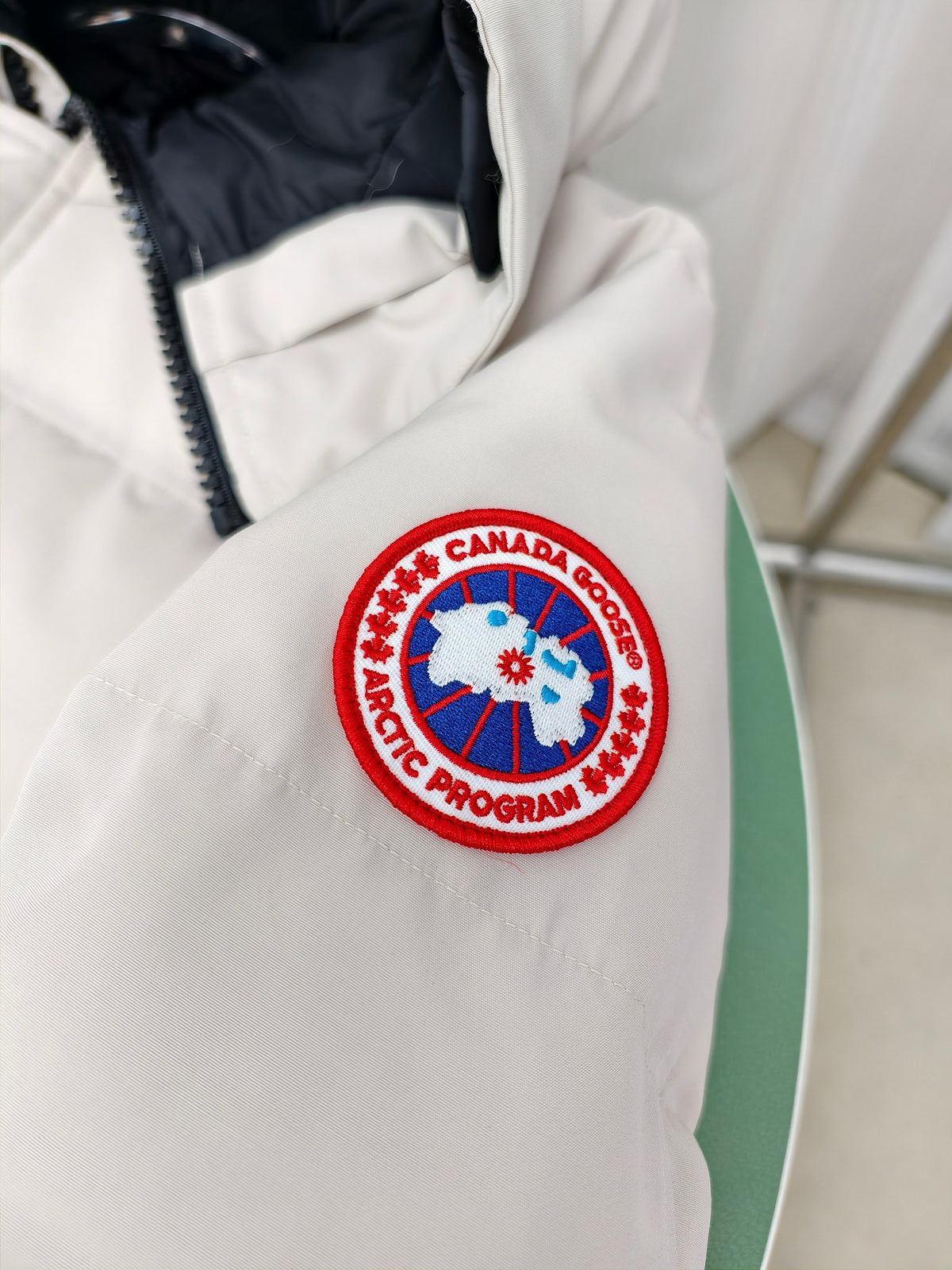 Canada Goose White Hooded Down Puffer Jacket