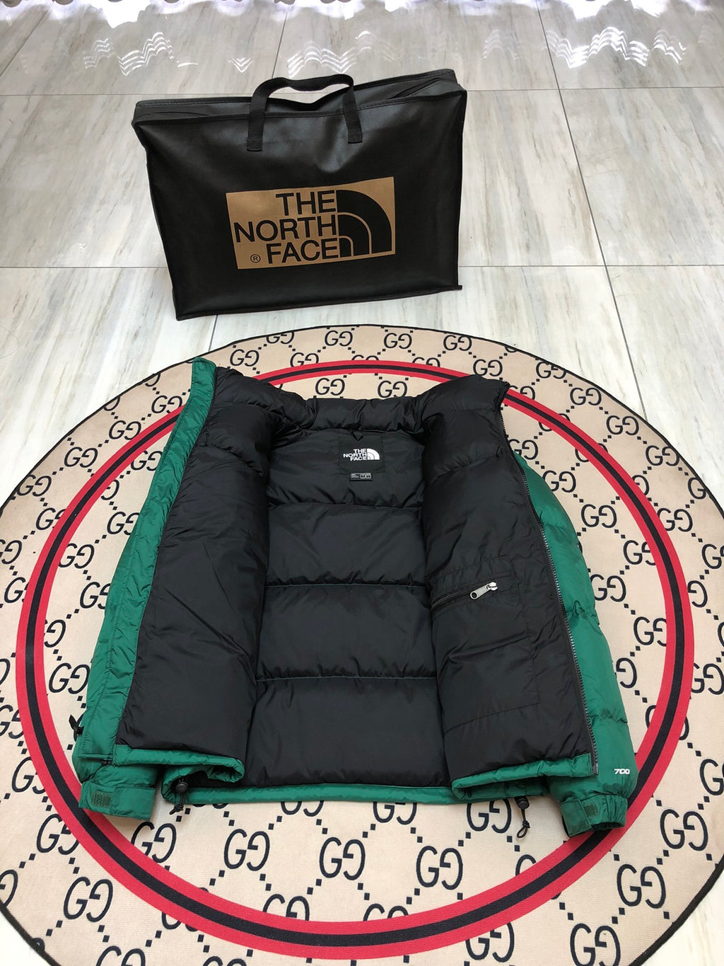 The North Face Green Black 1996 Retro Nuptse Down Jacket 700 Fill