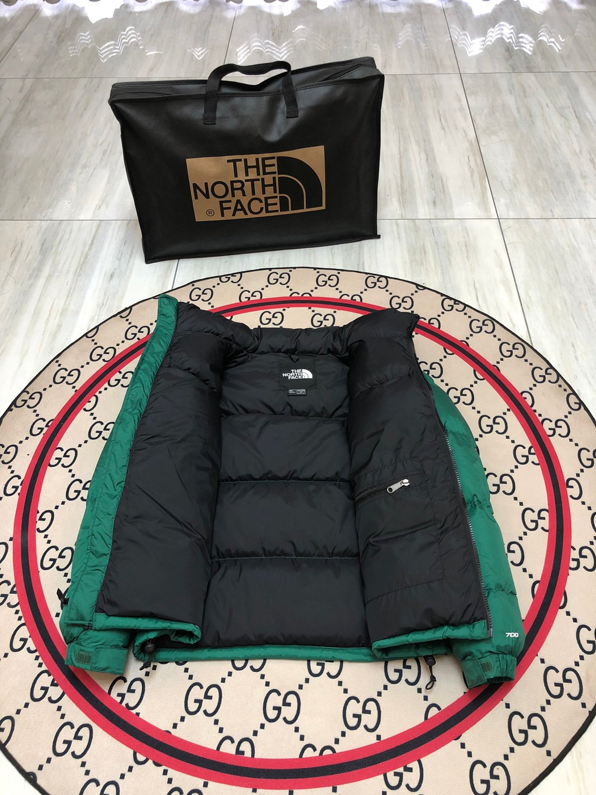 The North Face Green Black 1996 Retro Nuptse Down Jacket 700 Fill