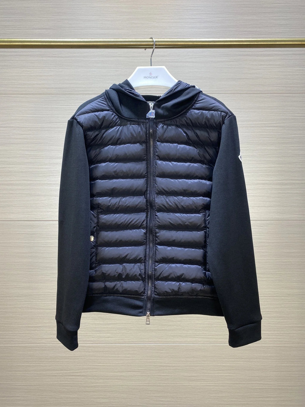 Moncler Black Down Hybrid Hoodie Jacket
