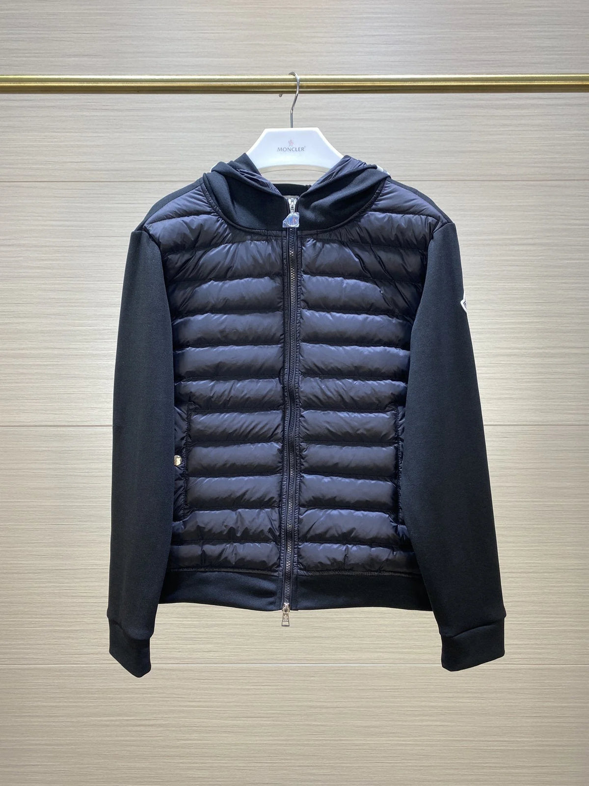Moncler Black Down Hybrid Hoodie Jacket