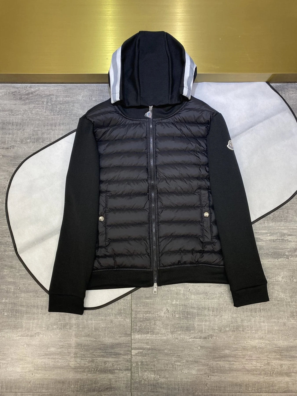 Moncler Black Down Hybrid Hoodie Jacket