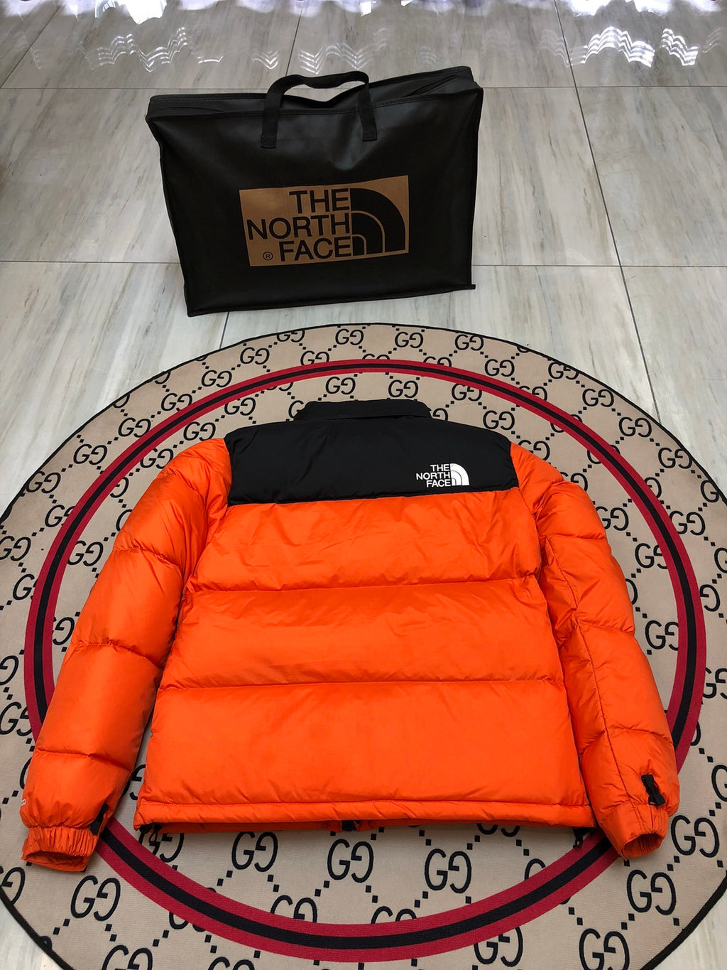 The North Face Orange Black 1996 Retro Nuptse Down Jacket 700 Fill