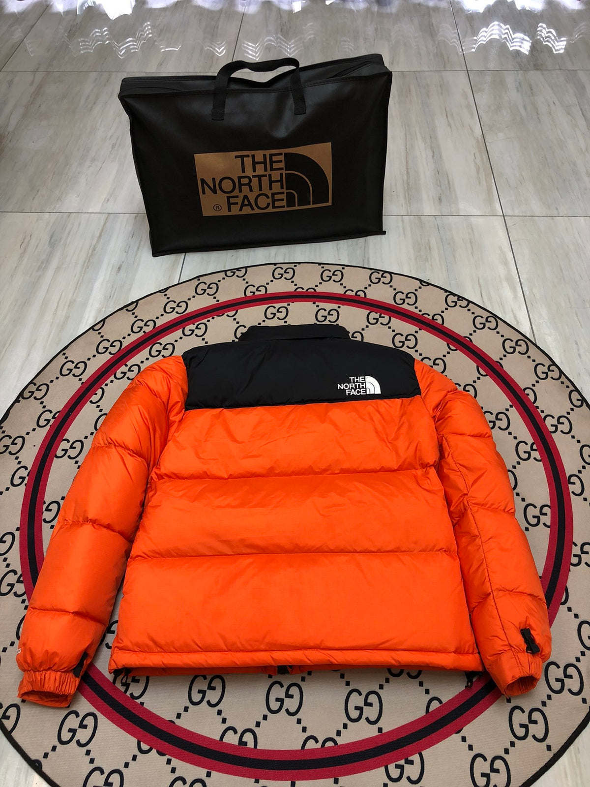 The North Face Orange Black 1996 Retro Nuptse Down Jacket 700 Fill
