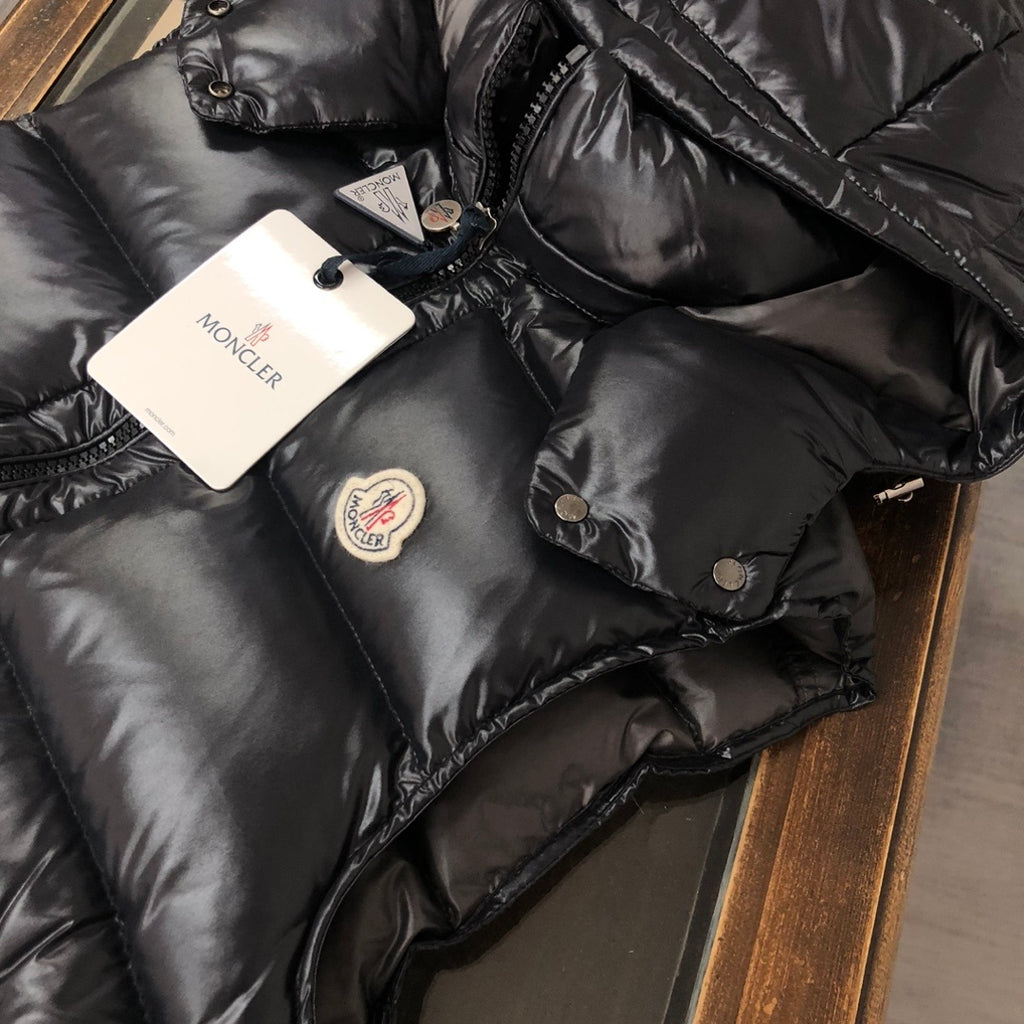 Moncler Black Hooded Glossy Down Vest