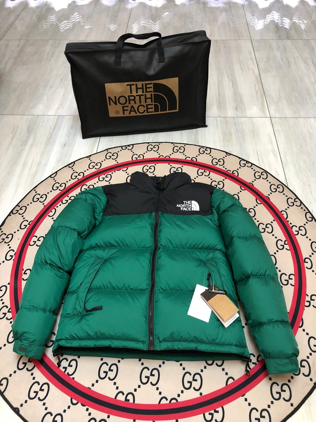 The North Face Green Black 1996 Retro Nuptse Down Jacket 700 Fill