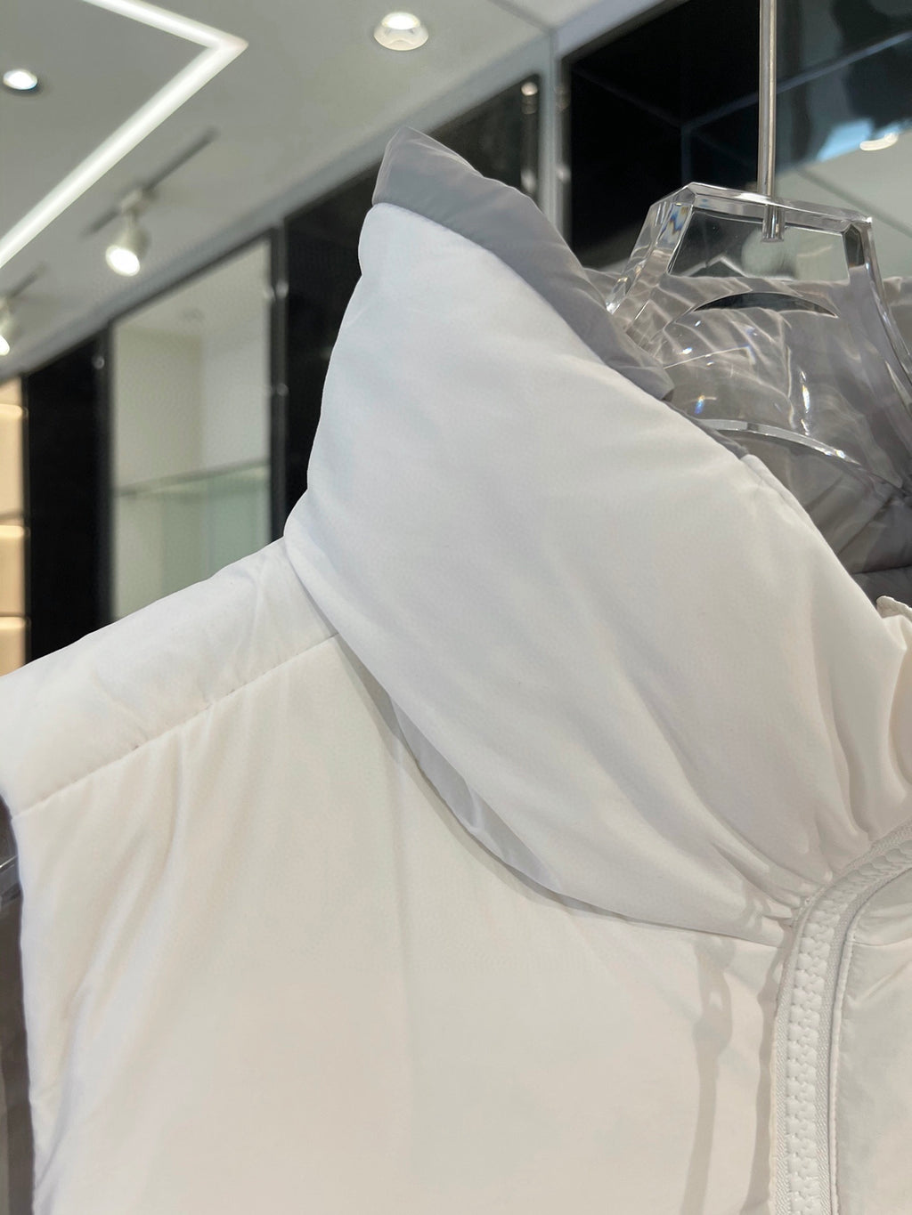 Canada Goose White Puffer Down Vest with Stand Collar