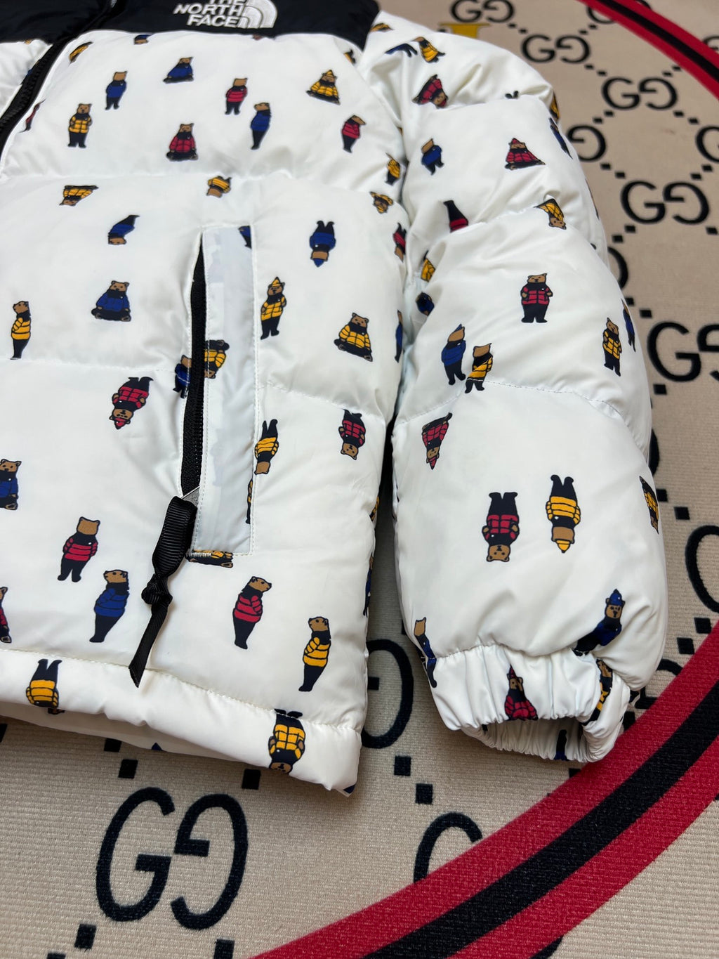 The North Face White Bear Print 1996 Retro Nuptse Down Jacket 700 Fill