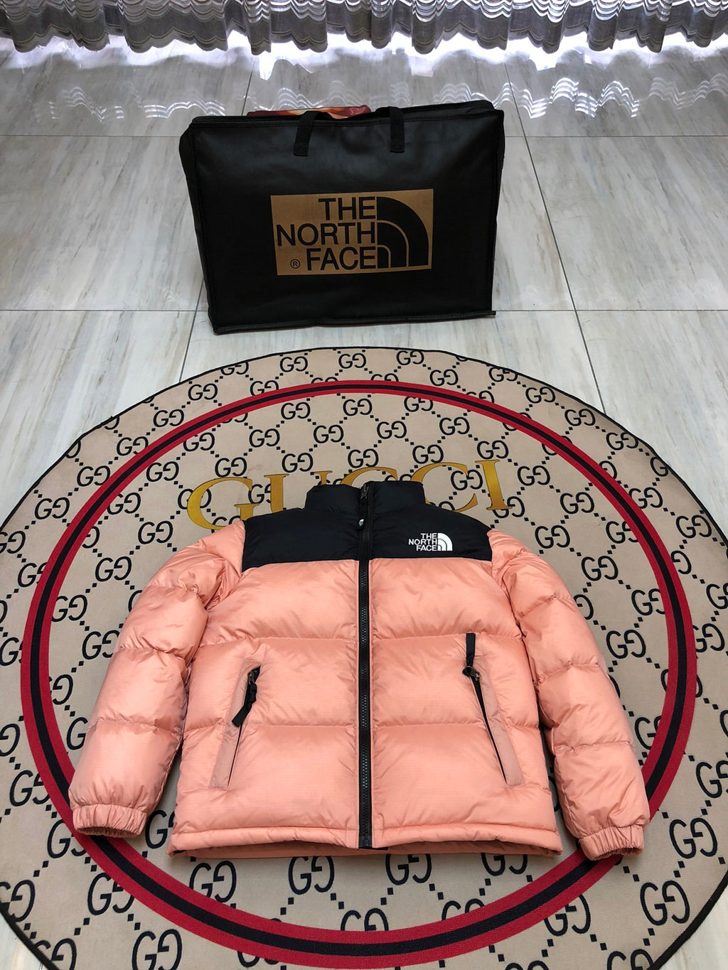 The North Face Peach Pink Black 1996 Retro Nuptse Down Jacket 700 Fill