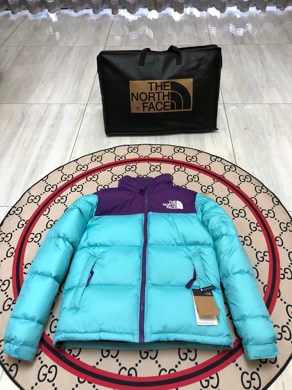 The North Face Turquoise Purple 1996 Retro Nuptse Down Jacket 700 Fill