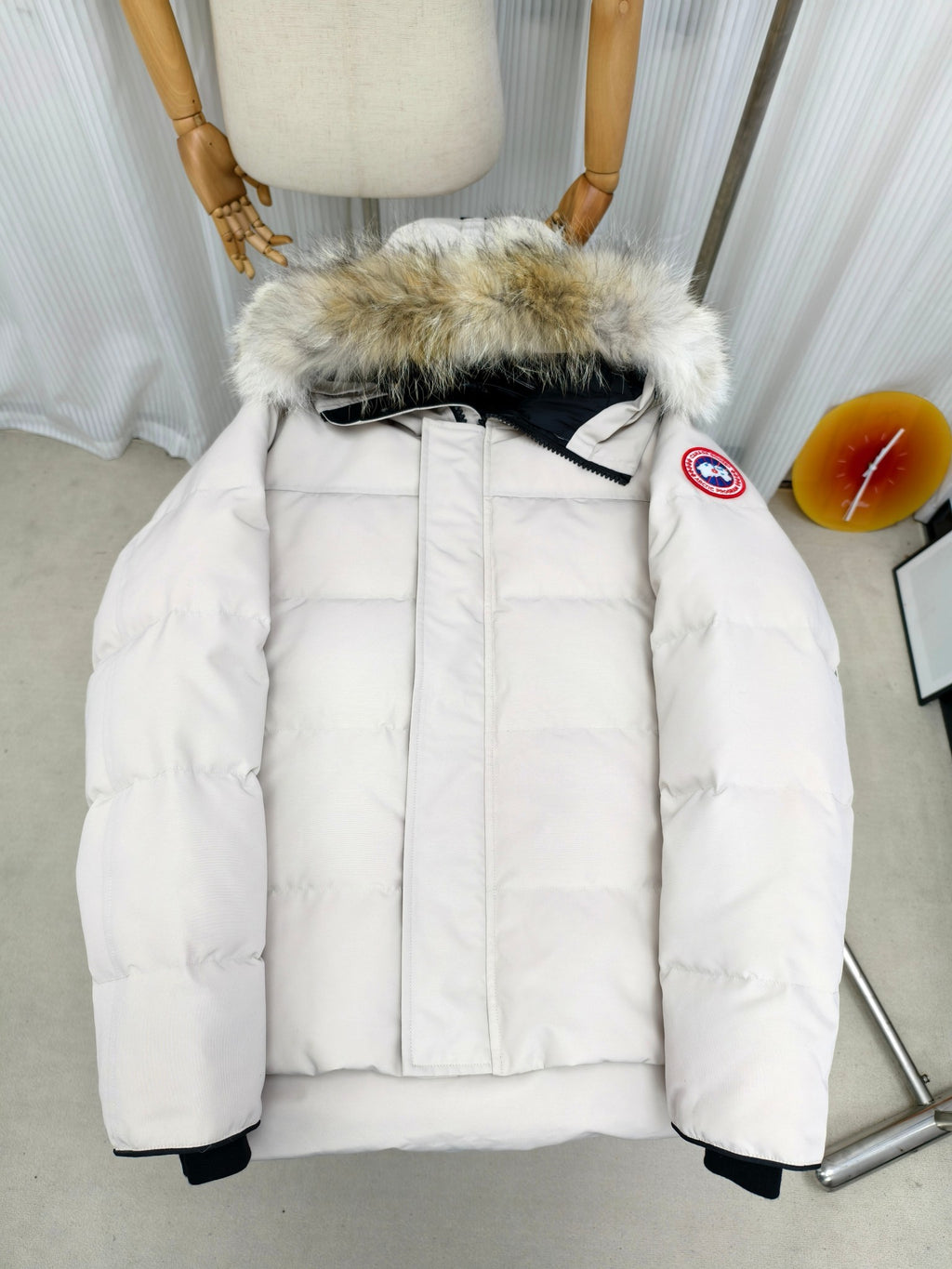Canada Goose White Hooded Down Puffer Jacket