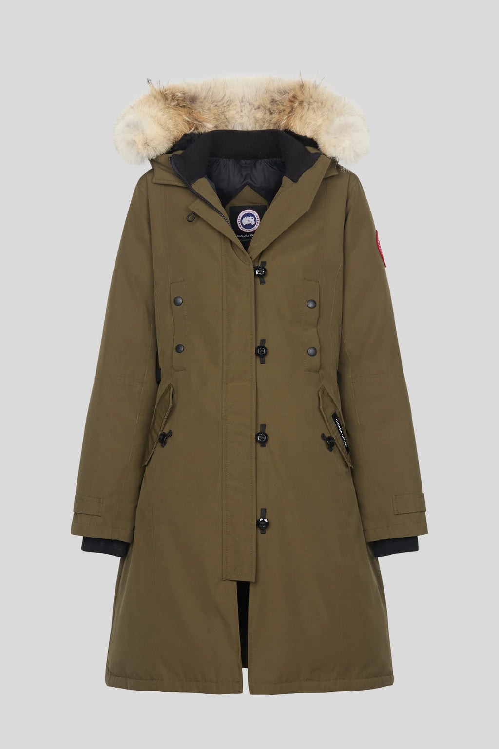 Canada Goose Olive Women's Fur-Trim Hooded Long Down Parka