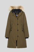 Canada Goose Olive Women's Fur-Trim Hooded Long Down Parka