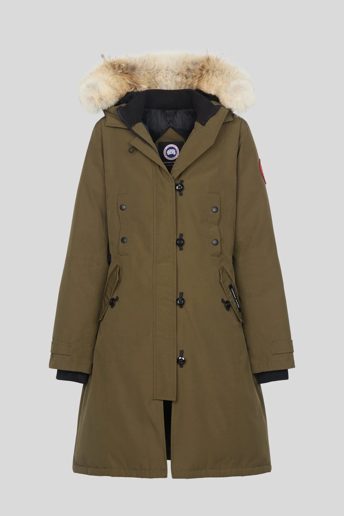 Canada Goose Olive Women's Fur-Trim Hooded Long Down Parka